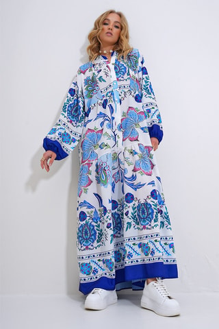 Abito a camicia - Bianco e blu