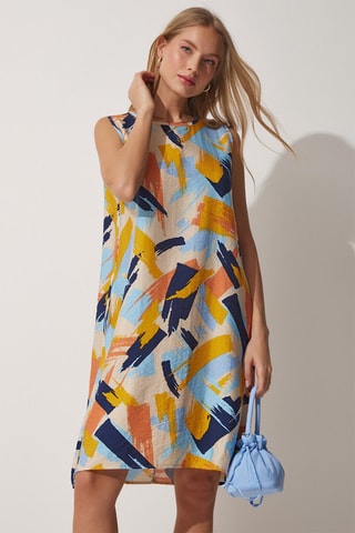 Abito a trapezio - Navy e beige