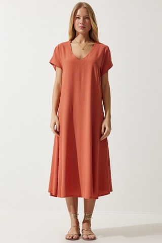 Abito midi - Rosso mattone