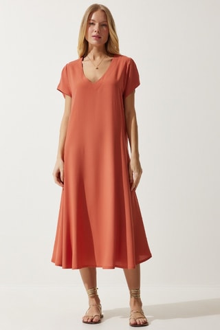 Abito midi - Rosso mattone