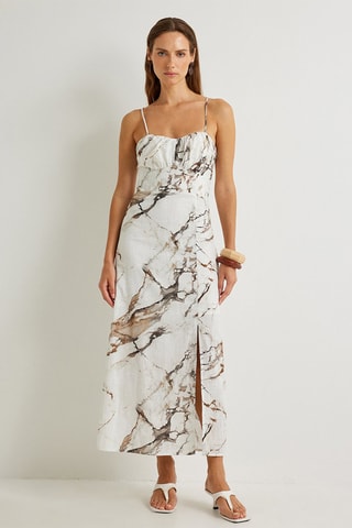 Abito midi tie and dye - Marrone e bianco