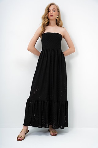 Abito bustier in sangallo - Nero