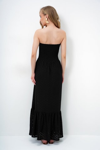 Abito bustier in sangallo - Nero