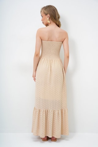 Abito bustier in sangallo - Beige