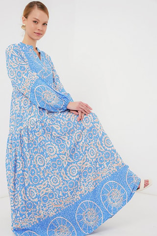 Abito lungo - Azzurro e beige