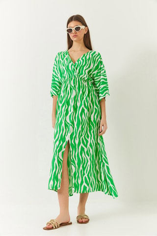 Abito midi - Verde e bianco