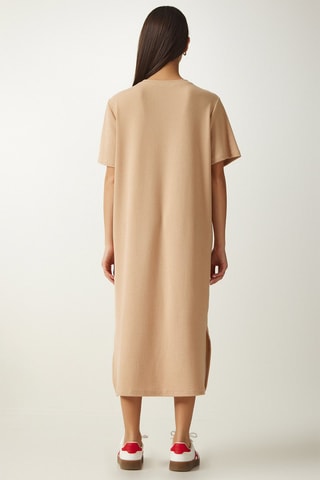 Abito taglio dritto in velluto - Beige