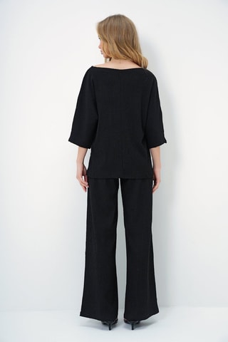 Blusa e pantaloni palazzo - Nero