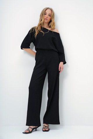Blusa e pantaloni palazzo - Nero