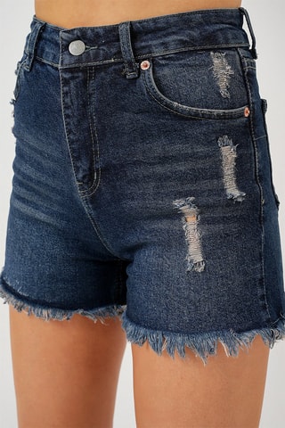 Shorts in jeans a vita alta - Navy