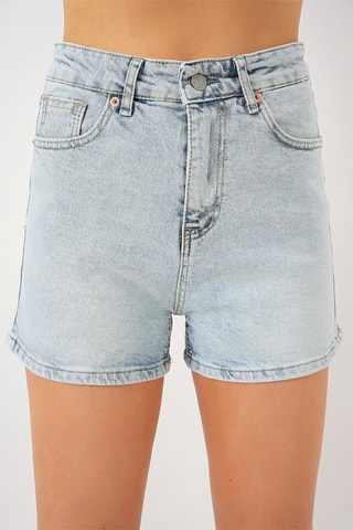 Shorts in jeans a vita alta - Blu