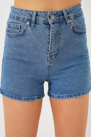 Shorts in jeans a vita alta - Blu