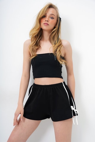2 shorts a vita alta - Grigio chiaro melange e nero