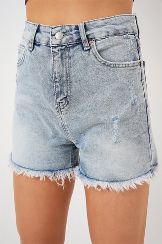 Shorts in jeans a vita alta - Blu