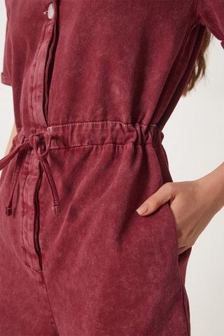 Tuta corta in jeans - Bordeaux