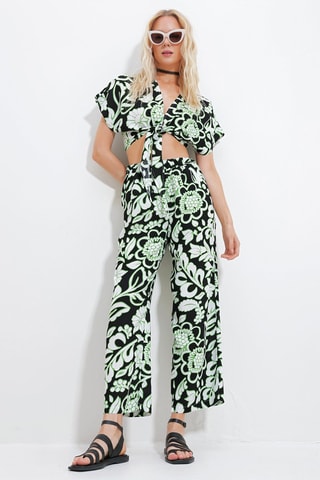 Crop top e pantaloni a vita alta - Verde chiaro