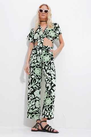 Crop top e pantaloni a vita alta - Verde chiaro