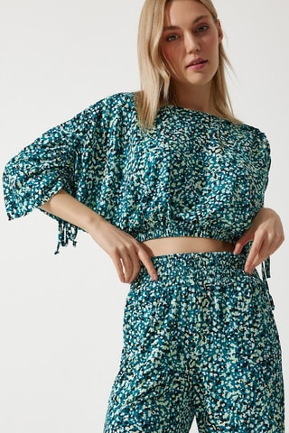 Crop top e pantaloni a vita alta - Verde
