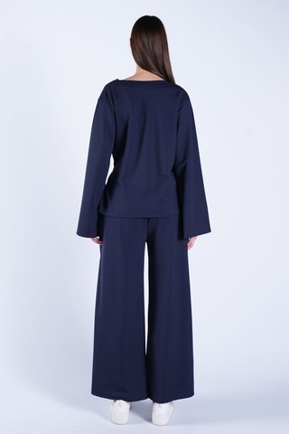 Giacca a portafoglio e pantaloni a vita alta - Navy