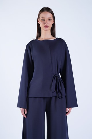 Giacca a portafoglio e pantaloni a vita alta - Navy
