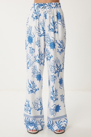 Pantaloni a vita alta e blusa - Celeste e bianco