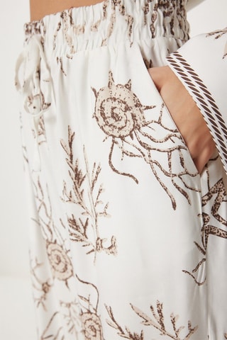 Pantaloni a vita alta e blusa - Marrone e bianco
