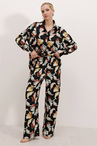 Camicia oversize e pantaloni - Nero