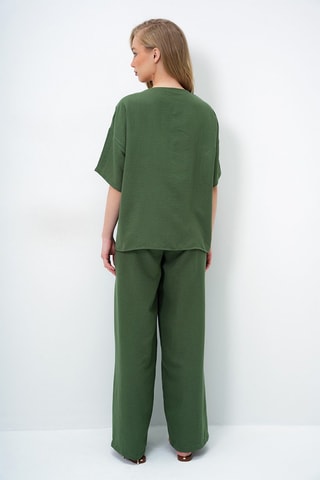 Blusa e pantaloni a vita alta - Kaki