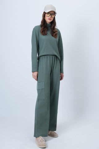 Maglia e pantaloni cargo a vita alta - Verde oliva