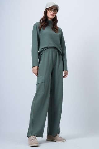 Maglia e pantaloni cargo a vita alta - Verde oliva
