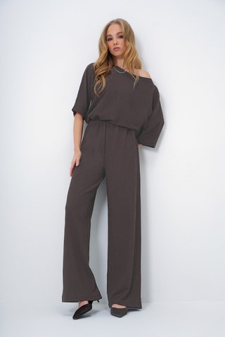 Top e pantaloni palazzo a vita alta - Marrone