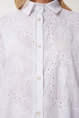 Camicia e pantaloni in sangallo - Bianco