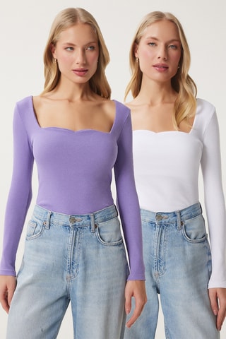 2 top - Viola e bianco