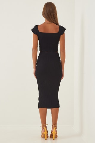 Crop top e gonna a tubino a vita alta - Nero