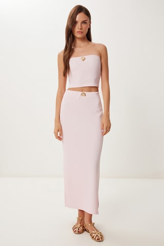 Crop top bustier e gonna taglio dritto - Rosa