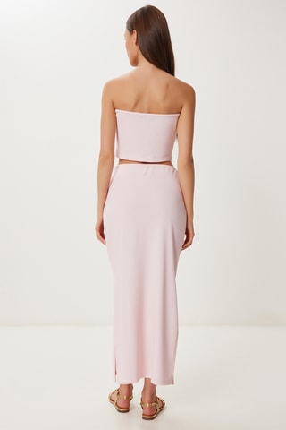 Crop top bustier e gonna taglio dritto - Rosa