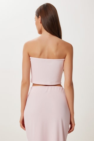 Crop top bustier e gonna taglio dritto - Rosa