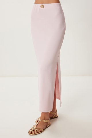 Crop top bustier e gonna taglio dritto - Rosa