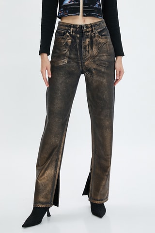 Jeans straight a vita alta - Nero