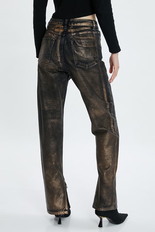 Jeans straight a vita alta - Nero