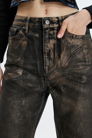 Jeans straight a vita alta - Nero
