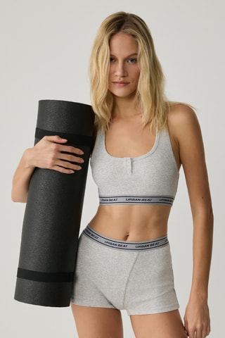 Culotte a vita alta - Grigio chiaro melange e navy