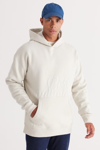 Felpa in pile con cappuccio - Beige