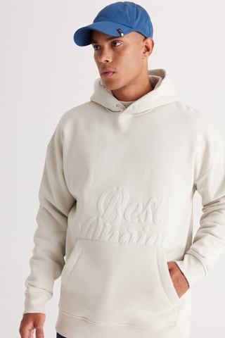 Felpa in pile con cappuccio - Beige