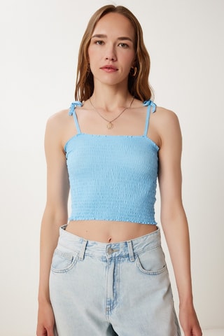2 crop top - Celeste e bianco