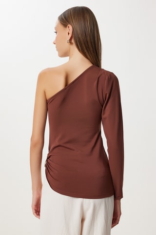 Crop top asimmetrico - Marrone