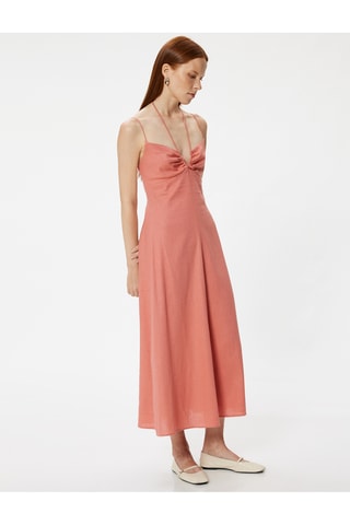 Abito midi in lino - Rosa