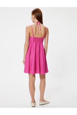 Abito a campana in lino - Fucsia
