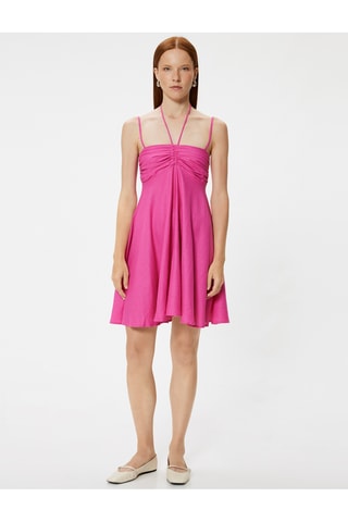 Abito a campana in lino - Fucsia