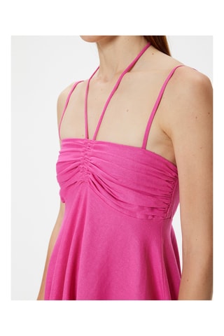 Abito a campana in lino - Fucsia